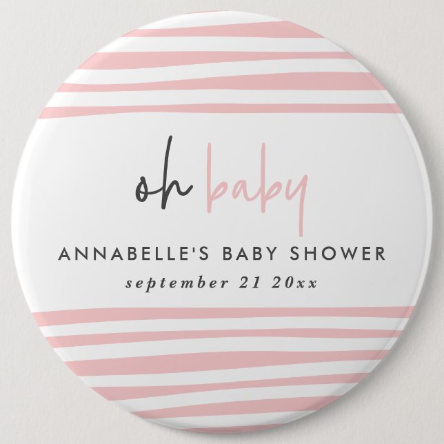 Zwillingsbaby-Dusche Rosa Blau Moderne Typografie  Button (Vorderseite)