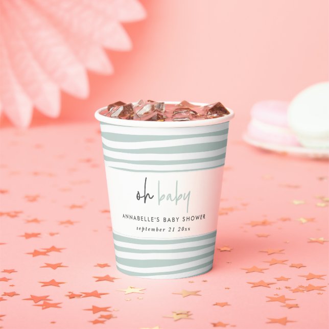 Zwillingsbaby-Dusche Rosa Blau Moderne Typografie  Pappbecher (Insitu)