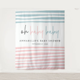 Zwillingsbaby-Dusche Rosa Blau Moderne Typografie  Wandteppich