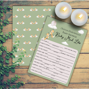 Zwillingsbabyfüchse Baby Mad Libs Baby Shower Spie Einladung