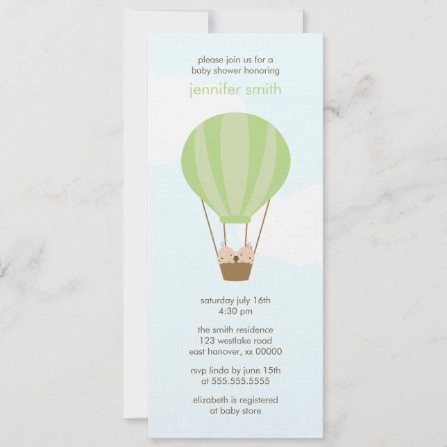 Zwillingsbabys in einem Ballon Einladung (Vorderseite)