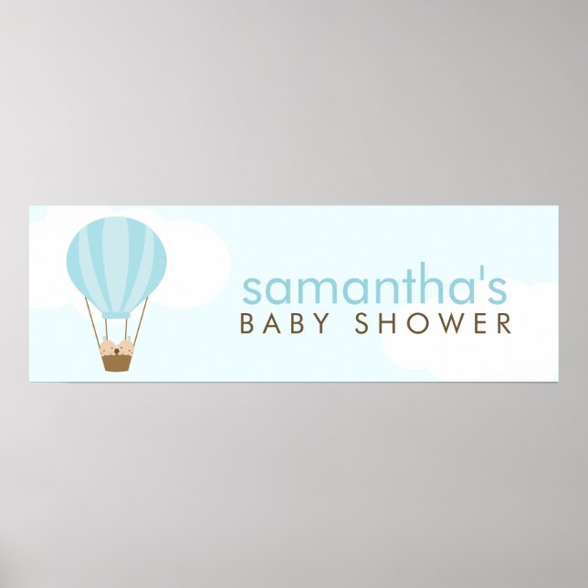 Zwillingsbabys in einem grünen Heißluftballon Poster (Vorne)