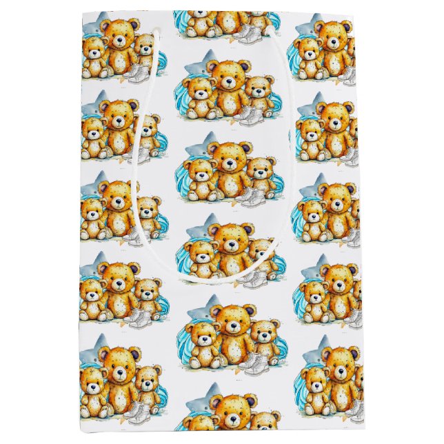 Zwillingsbabys mit Colour Baby Shower oder New Bab Mittlere Geschenktüte (Vorderseite)