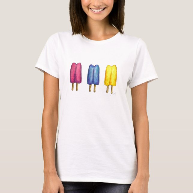 Zwillingsblauer Pop Frozen Popsicles Ice Lolelblau T-Shirt (Vorderseite)