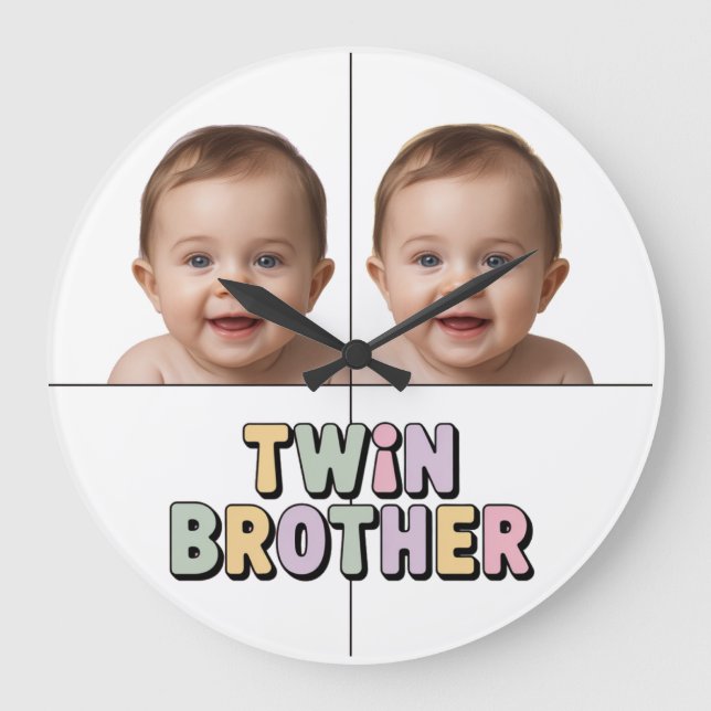 Zwillingsbruder Baby  Große Wanduhr (Vorderseite)