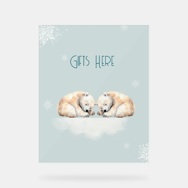 Zwillingsdusche Schlafpolarbären Acrylschild (Vorderseite)