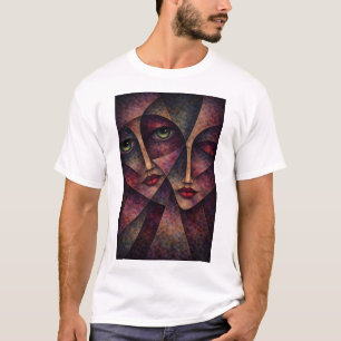 Zwillingseelen – Abstrakte kubistische Gesichter T-Shirt