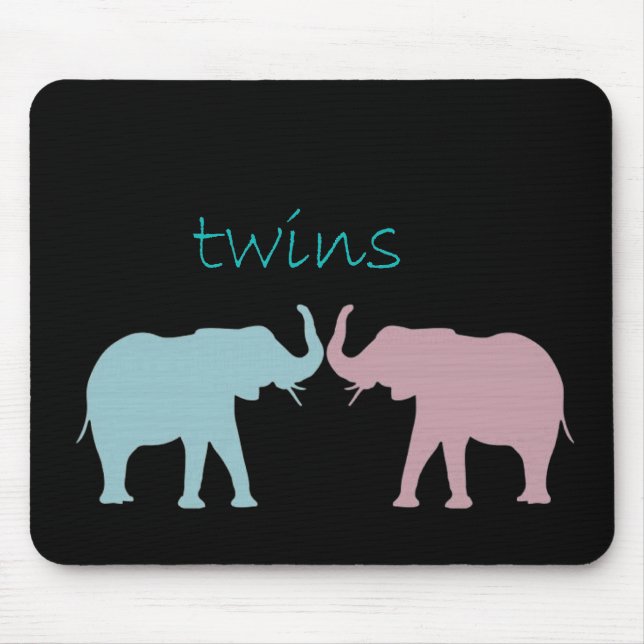 Zwillingselefone rosa und blau mousepad (Vorne)
