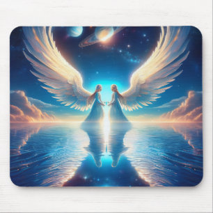 Zwillingsengel im Wolken-Mauspad Mousepad