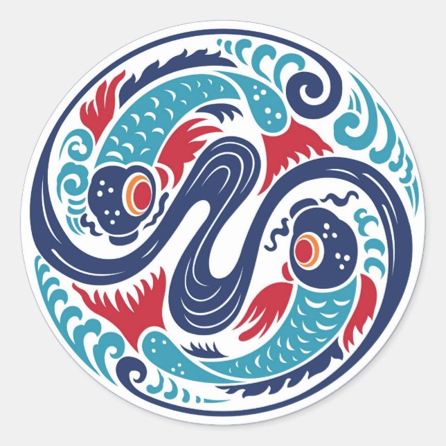 Zwillingsfisch Runder Aufkleber (Vorderseite)