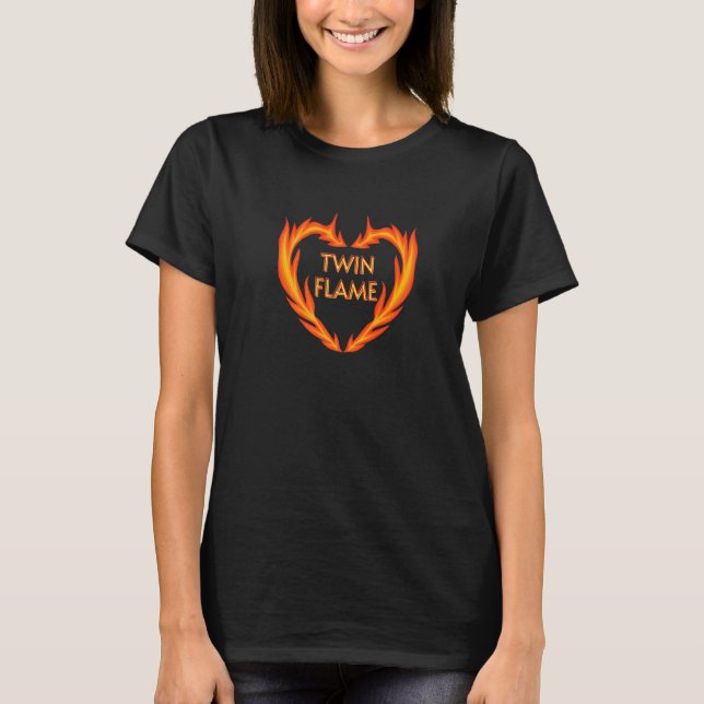 Zwillingsflamme Feuer Herz T-Shirt (Vorderseite)