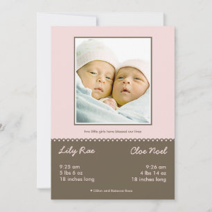 Zwillingsgeburt Ankündigung Double Blessed