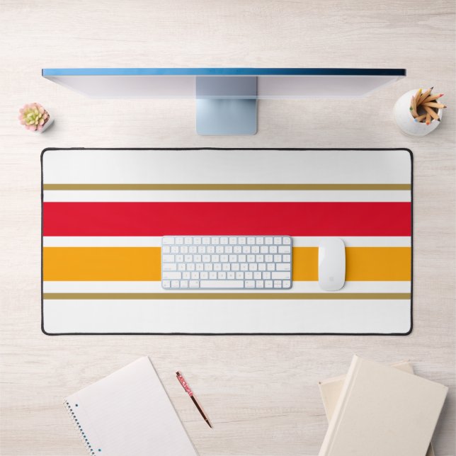 Zwillingsgelbe Streifen auf weißen Streifen Schreibtischunterlage (Büro 1)