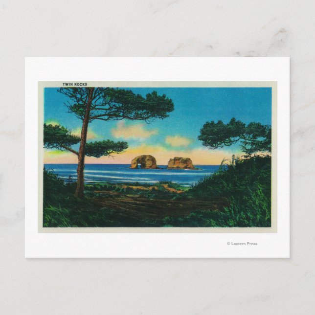 Zwillingsgestein an der Küste von Oregon Postkarte (Vorderseite)