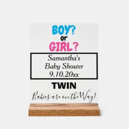 Zwillingshaube Rosa blaue Mama zum NAMEN Acrylschild