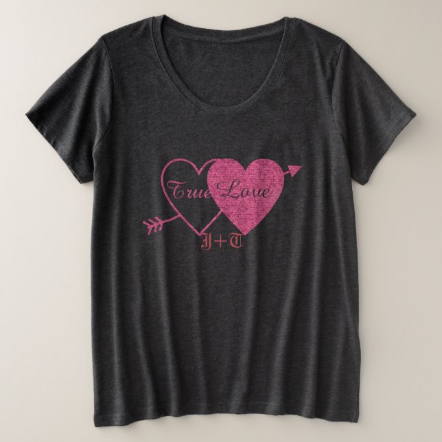 Zwillingsherzen am Arrow-Valentinstag Große Größe T-Shirt (Design vorne)