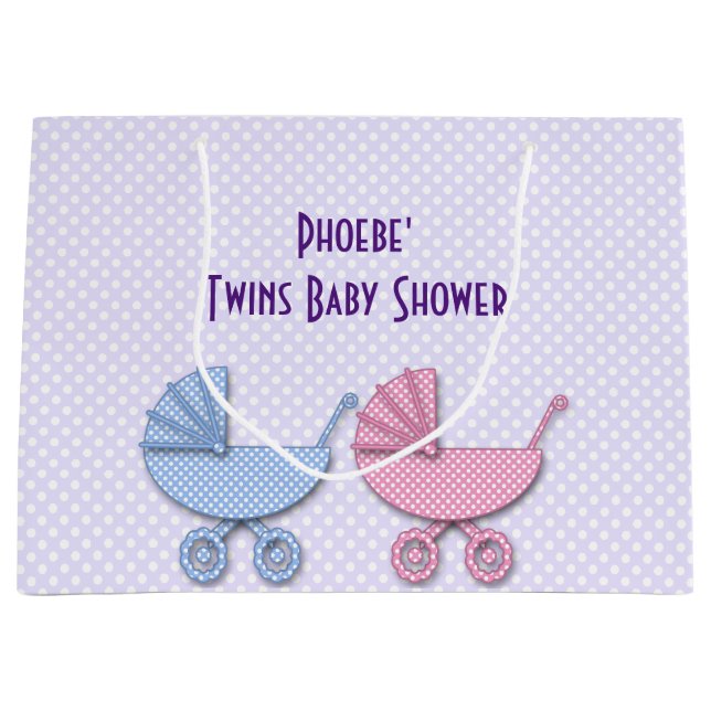 Zwillingsjunge & Mädchen-Polka-Punkte Große Geschenktüte (Vorderseite)