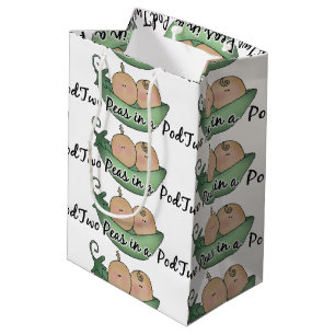 Zwillingsjunge Mädchen Zwei Erbsen in einer Tasche Mittlere Geschenktüte
