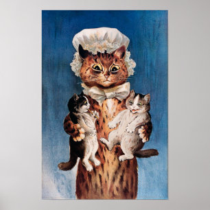 Zwillingskatzen, Louis Wain Poster