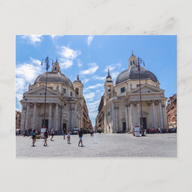 Zwillingskirchen auf der Piazza del Popolo - Rom,  Postkarte (Vorderseite)