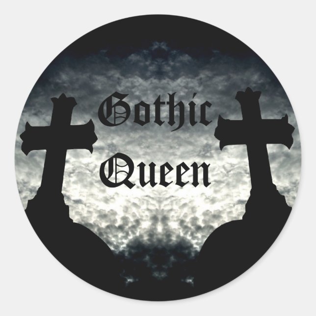Zwillingskreuzungen Gothic Queen Runder Aufkleber (Vorderseite)