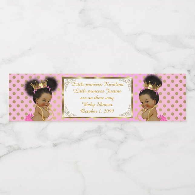 Zwillingsmädchen, afrikanisch, etnisch, rosa wasserflaschenetikett (Einzelnes Label)