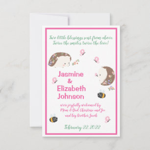 Zwillingsmädchen Geburtserklärung  Einladung