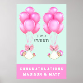 Zwillingsmädchen-Glückwunsch Poster