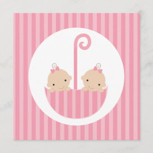 Zwillingsmädchen in Rosa Einladung