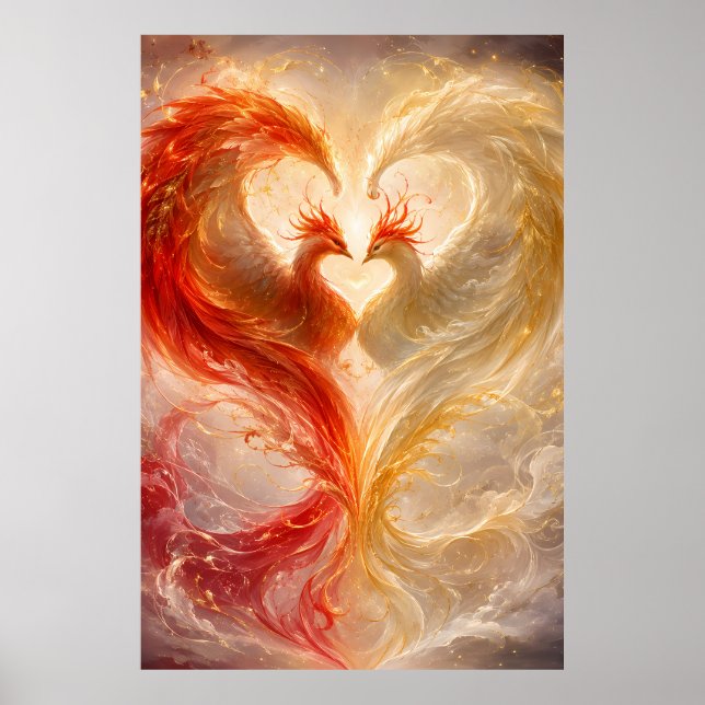 Zwillingspheonix-Herz der ewigen Liebe Poster (Vorne)