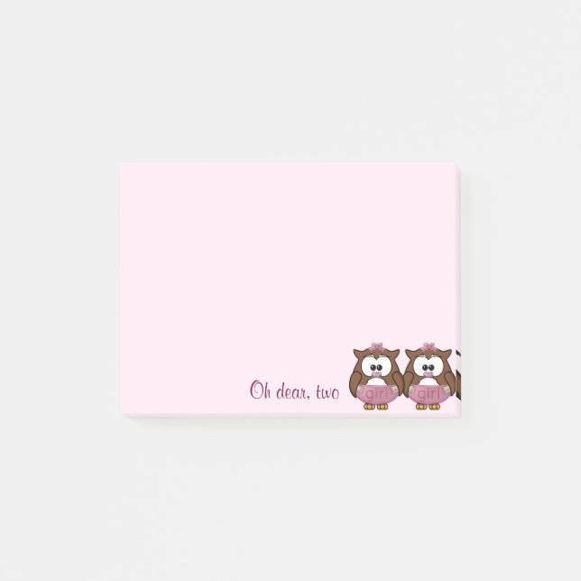 Zwillingsprinzessin-Eule Post-It-Notes-Pad Post-it Klebezettel (Vorderseite)