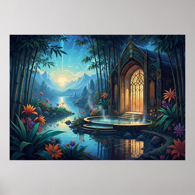 Zwillingsschrein bei Dämmerung Poster (Vorne)