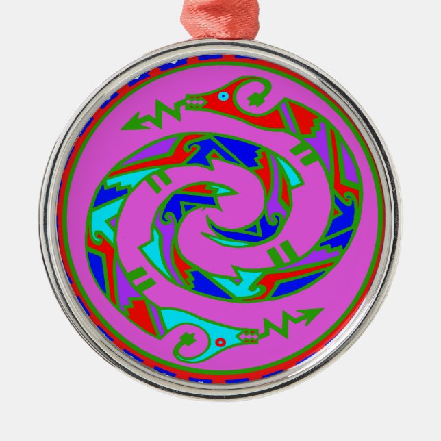 Zwillingsserpente Silbernes Ornament (Vorne)