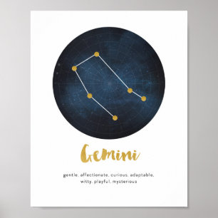 Zwillingsstern-Zeichendruck Poster