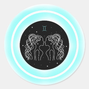 Zwillingssymbol – Minimales Astrologie-Emblem Runder Aufkleber