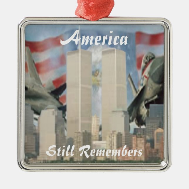 Zwillingstürme 9/11 Gedenkstätte Silbernes Ornament (Vorne)