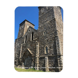 Zwillingstürme der St. Marienkirche Reculver Kent  Magnet
