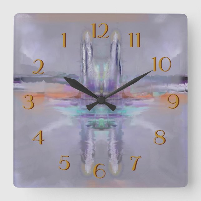 Zwillingstürme - Rückwärts-Uhr Quadratische Wanduhr (Vorderseite)