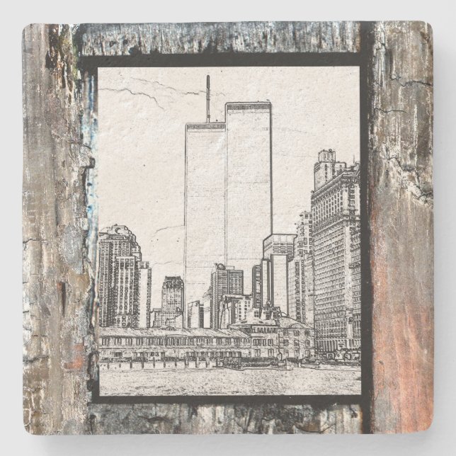 Zwillingstürme Steinuntersetzer (Vorderseite)