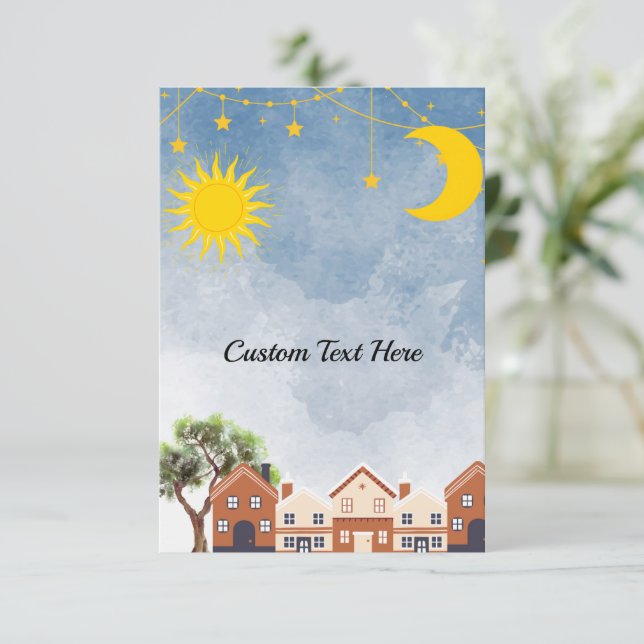 Zwillingsüber der Sonne und der Mond-Babydusche Begleitkarte (Stehend Vorderseite)