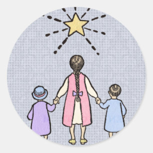 Zwinkere Zwinkere Kleiner Stern Vintage Kinderreim Runder Aufkleber