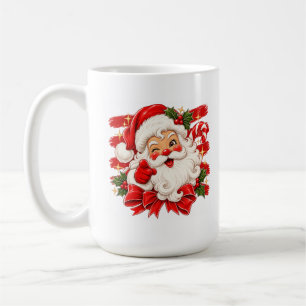 Zwinkerender Weihnachtsmann mit roter Schleife - W Kaffeetasse