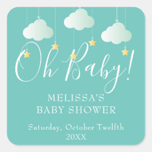 Zwinkern zwinkern kleiner Stern Oh Baby Baby Showe Quadratischer Aufkleber