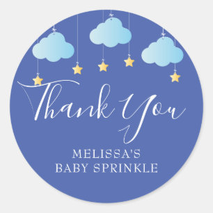 Zwinkernder Stern für Baby Shower blau Runder Aufkleber