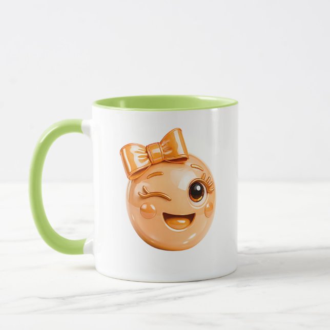 Zwinkerndes Emoji-Gesicht Illustration Tasse (Links)