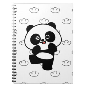 Zwinkerndes Panda-Wolkenmuster Kawaii-Kunst Notizblock