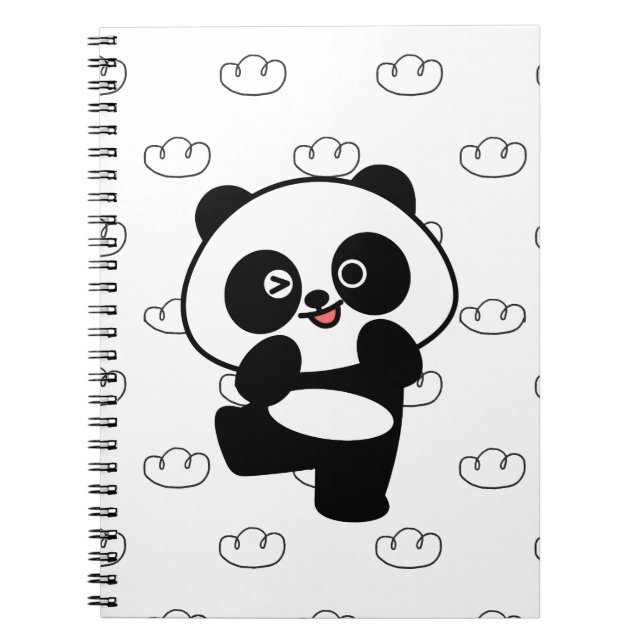 Zwinkerndes Panda-Wolkenmuster Kawaii-Kunst Notizblock (Vorderseite)