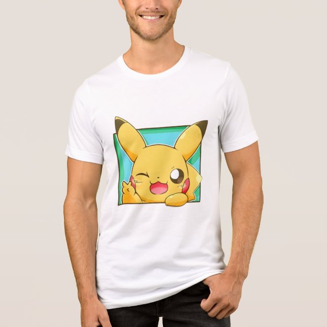 Zwinkerndes Pikachu (Pokemon) Tri-Blend Shirt (Vorderseite)