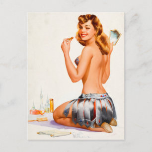 Zwinkerndes Pin-Up Postkarte