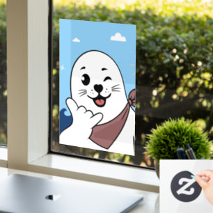 Zwinkerndes Siegel mit Bandana, das das Shaka-Zeic Fensteraufkleber